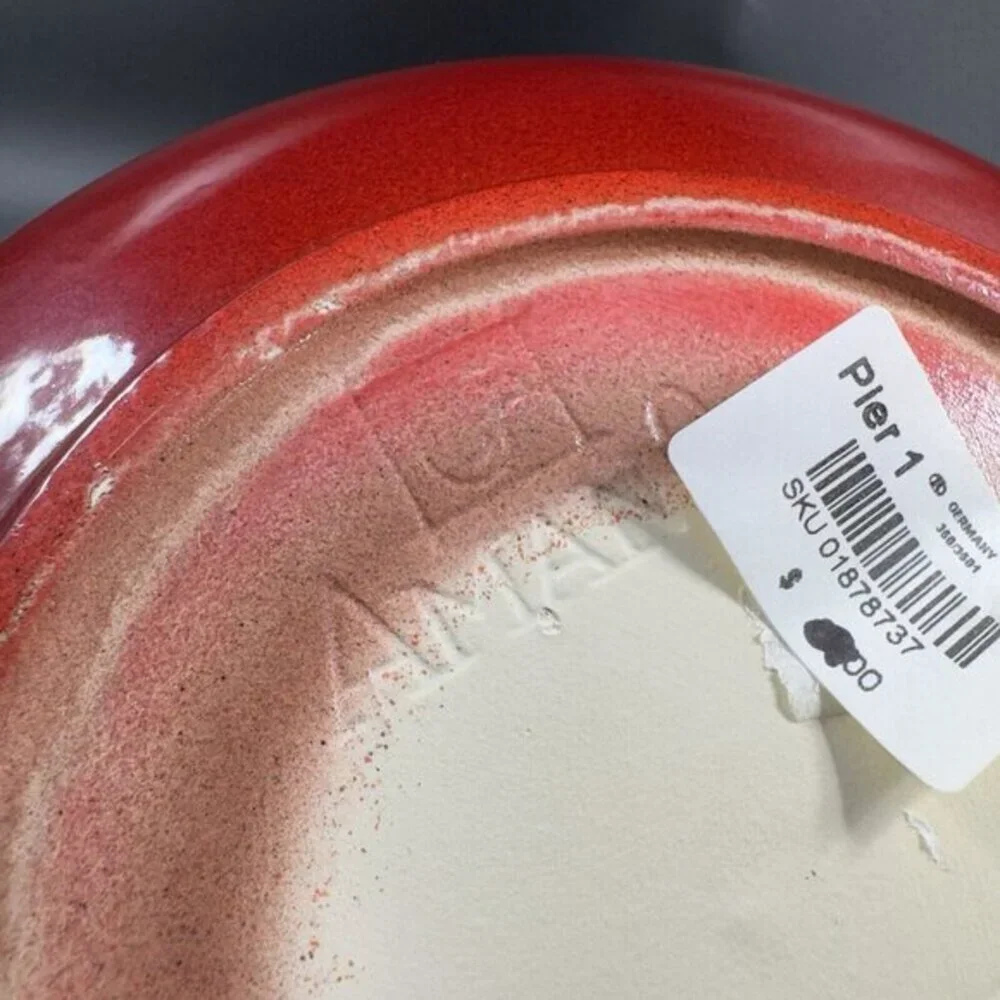 Pier 1‎ Amano German Pottery Oval Red Glazed Vase Vessel Made In Germany Ceramic